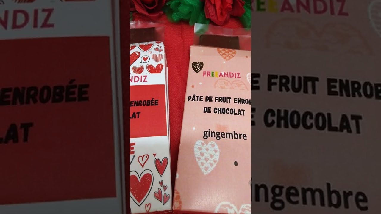 saint Valentin :  tablettes de pâte de fruit enrobées de chocolat