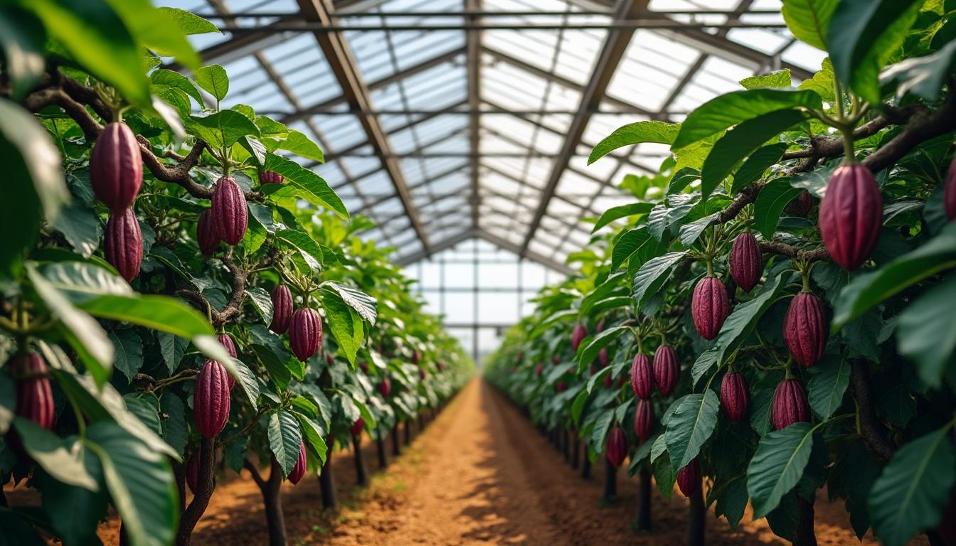 plongez au cœur des vastes serres de cacaoyers et découvrez les secrets du prochain grand parc dédié au chocolat, une expérience immersive unique pour petits et grands.